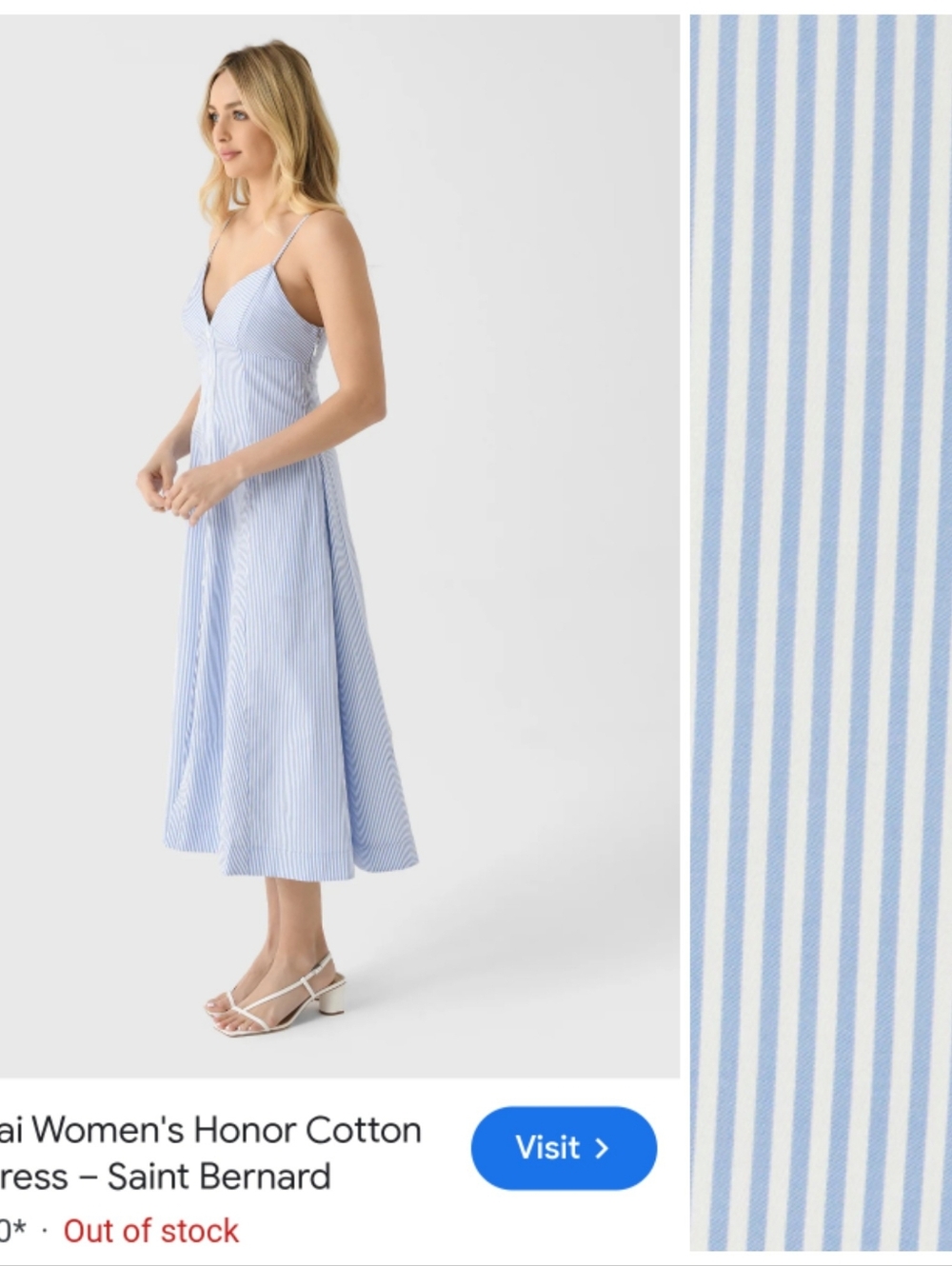 Nwot 2026 Simkhai HONOR Cotton Button Up Striped Dress Hydrangea Blue 6 - Picture 1 of 9